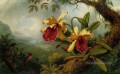 Orchidées et colibris ATC romantique fleur Martin Johnson Heade